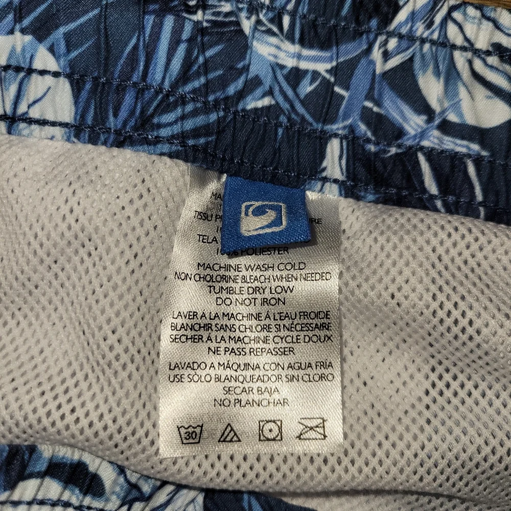 Bluewave Mens Swim Trunk Shorts Blue White Leaf Size XXL New